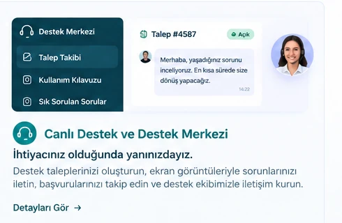 Canlı destek ve destek merkezi temsili ekranı